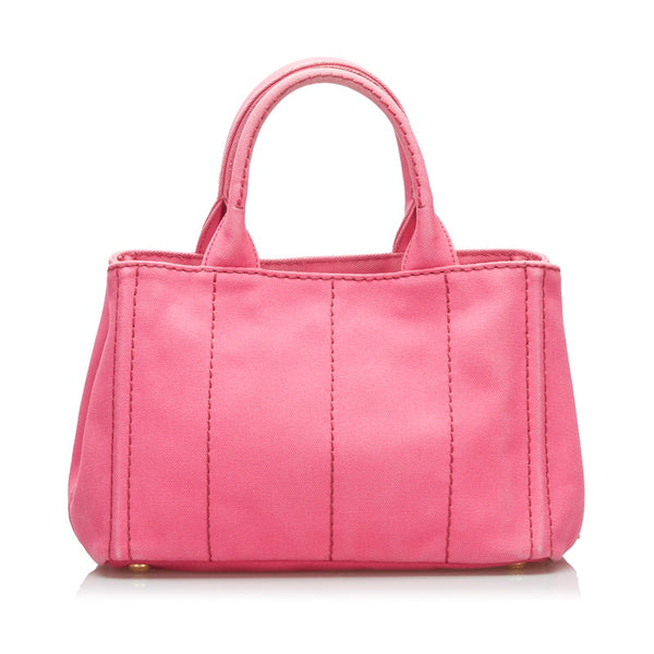 プラダ カナパ ミニ ハンドバッグ ショルダーバッグ 2WAY B2439G ピンク PEONIA キャンバス レディース PRADA 【中古】