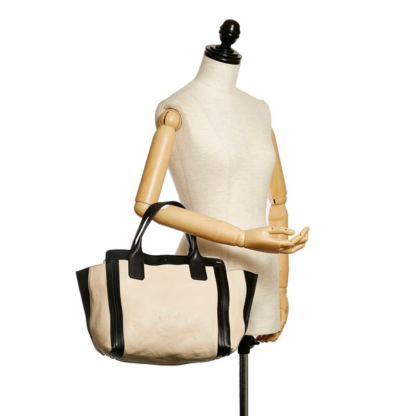 クロエ アリソン ハンドバッグ ホワイト ブラック レザー レディース Chloe 【中古】