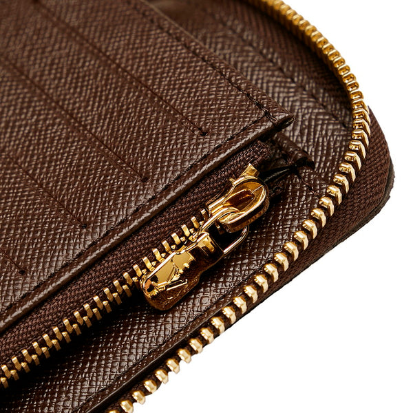 ルイ ヴィトン ダミエ ジッピーウォレット ラウンドファスナー 長財布 N60028 ブラウン PVC レザー レディース LOUIS VUITTON 【中古】