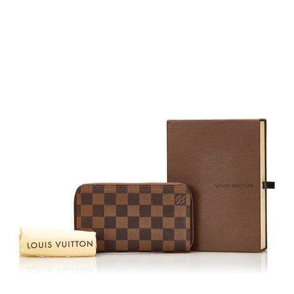 ルイ ヴィトン ダミエ ジッピーウォレット ラウンドファスナー 長財布 N60028 ブラウン PVC レザー レディース LOUIS VUITTON 【中古】