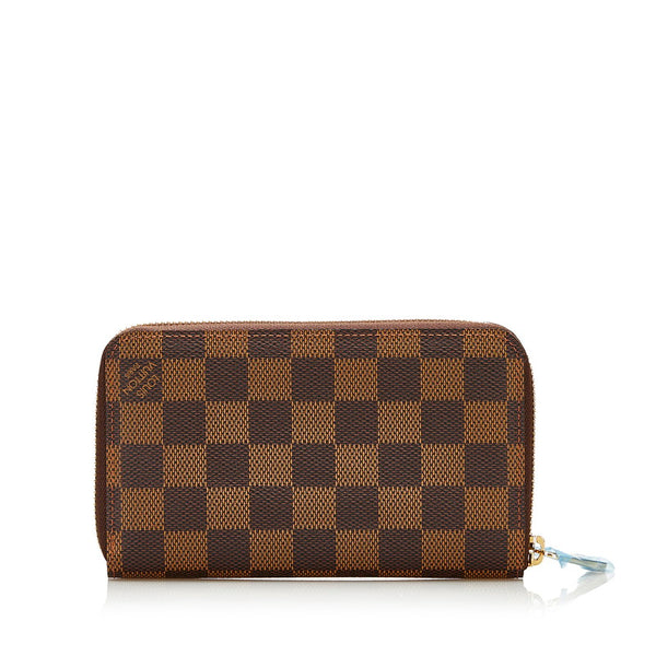 ルイ ヴィトン ダミエ ジッピーウォレット ラウンドファスナー 長財布 N60028 ブラウン PVC レザー レディース LOUIS VUITTON 【中古】