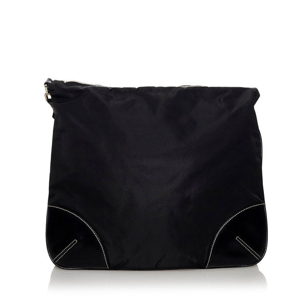 プラダ ポコノ ブラック ナイロン レザー 斜め掛け ショルダーバッグ レディース PRADA 【中古】
