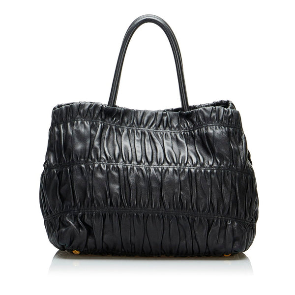 プラダ リボン ハンドバッグ ショルダーバッグ 2WAY BN1932 ブラック レザー レディース PRADA 【中古】
