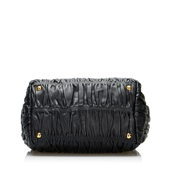 プラダ リボン ハンドバッグ ショルダーバッグ 2WAY BN1932 ブラック レザー レディース PRADA 【中古】