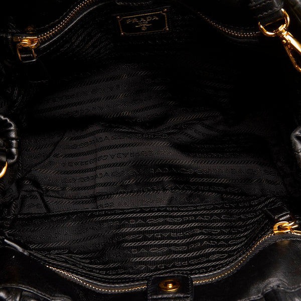 プラダ リボン ハンドバッグ ショルダーバッグ 2WAY BN1932 ブラック レザー レディース PRADA 【中古】