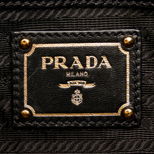 プラダ リボン ハンドバッグ ショルダーバッグ 2WAY BN1932 ブラック レザー レディース PRADA 【中古】