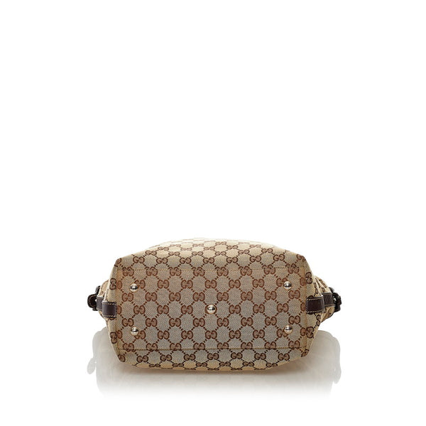 グッチ GGキャンバス シェリー トートバッグ ブラウン キャンバス レザー レディース GUCCI 【中古】