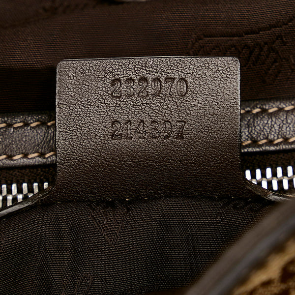 グッチ GGキャンバス シェリー トートバッグ ブラウン キャンバス レザー レディース GUCCI 【中古】