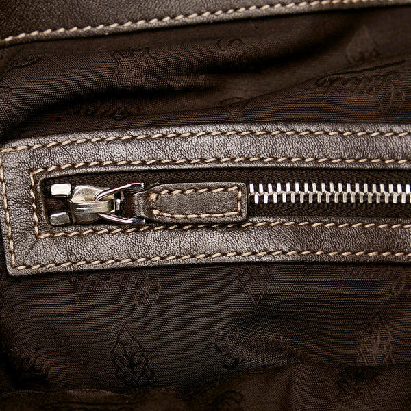 グッチ GGキャンバス シェリー トートバッグ ブラウン キャンバス レザー レディース GUCCI 【中古】