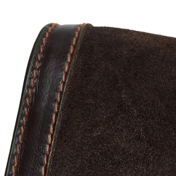 グッチ シェリーライン セカンドバッグ クラッチバッグ ブラウン スウェード レザー レディース GUCCI 【中古】