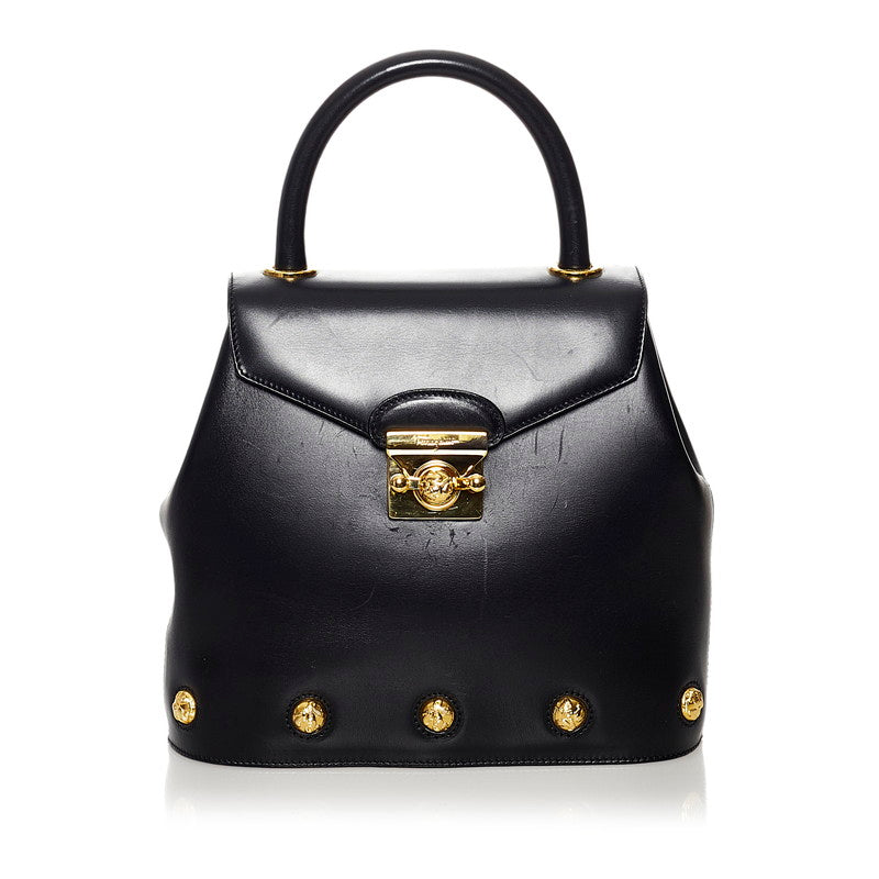 サルヴァトーレフェラガモ ハンドバッグ ショルダーバッグ 2WAY DQ-21 1668 ブラック レザー レディース Salvatore Ferragamo 【中古】