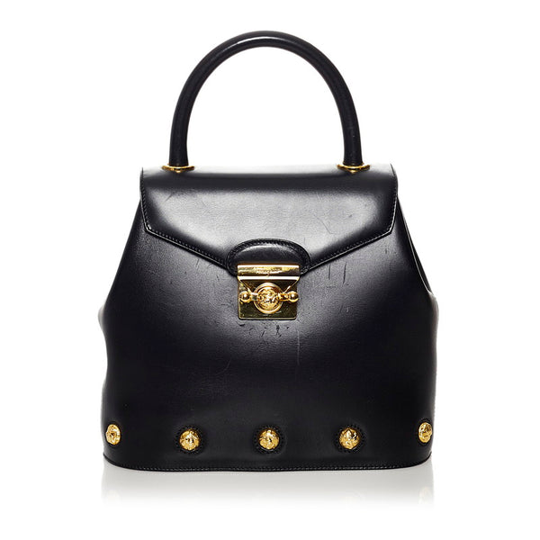 サルヴァトーレフェラガモ ハンドバッグ ショルダーバッグ 2WAY DQ-21 1668 ブラック レザー レディース Salvatore Ferragamo 【中古】