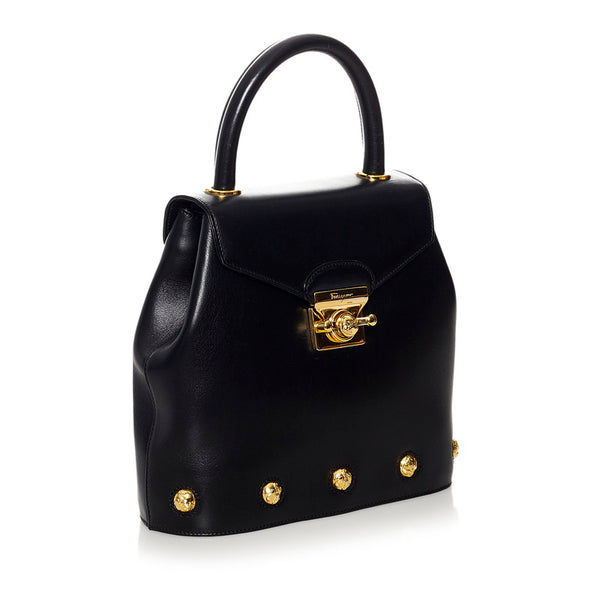 サルヴァトーレフェラガモ ハンドバッグ ショルダーバッグ 2WAY DQ-21 1668 ブラック レザー レディース Salvatore Ferragamo 【中古】