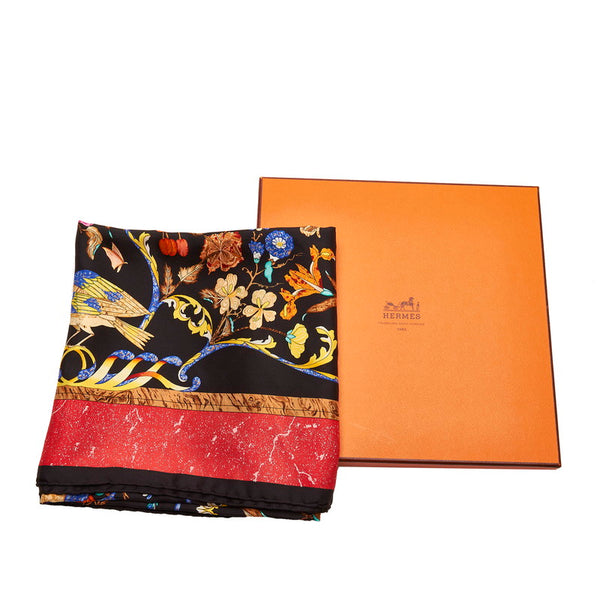 エルメス カレ90 PIERRES d’ ORIENT et d’ OCCIDENT 東洋の石と西洋の石細工 スカーフ ブラック マルチ シルク レディース HERMES 【中古】