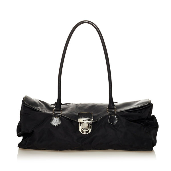 プラダ ハンドバッグ ショルダーバッグ ブラック ナイロン レザー レディース PRADA 【中古】