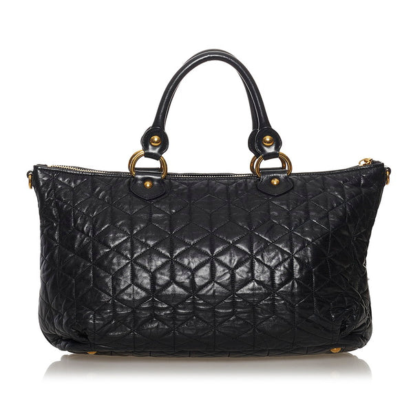 ミュウミュウ ハンドバッグ ブラック レザー レディース MIUMIU 【中古】
