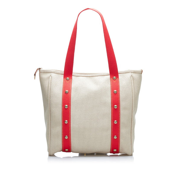 ルイ ヴィトン アンティグア カバMM トートバッグ ショルダーバッグ M40035 レッド ベージュ キャンバス レザー レディース LOUIS VUITTON 【中古】