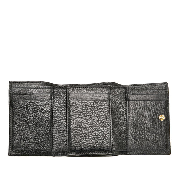 グッチ GGマーモント ダブルG 三つ折り財布 コンパクトウォレット   474746 ブラック レザー レディース GUCCI 【中古】