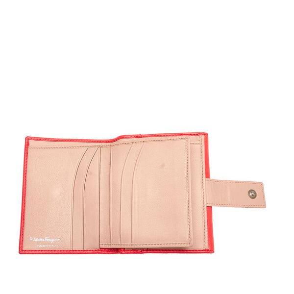 サルヴァトーレフェラガモ ガンチーニ 二つ折り財布 IR-22A596 ピンク レザー レディース Salvatore Ferragamo 【中古】