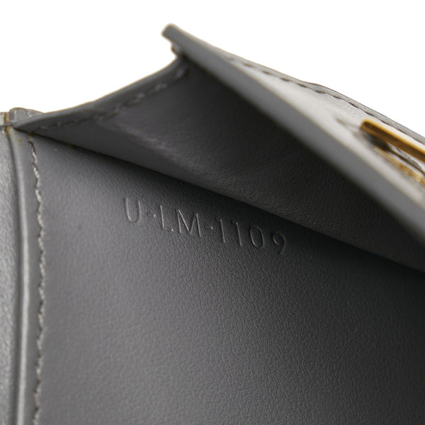 セリーヌ ラージ ストラップウォレット 長財布 グレー ホワイト レザー レディース CELINE 【中古】