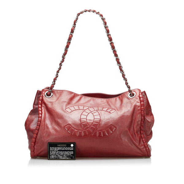 シャネル ココマーク チェーン ショルダーバッグ トートバッグ レッド レザー レディース CHANEL 【中古】