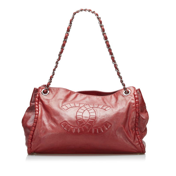 シャネル ココマーク チェーン ショルダーバッグ トートバッグ レッド レザー レディース CHANEL 【中古】
