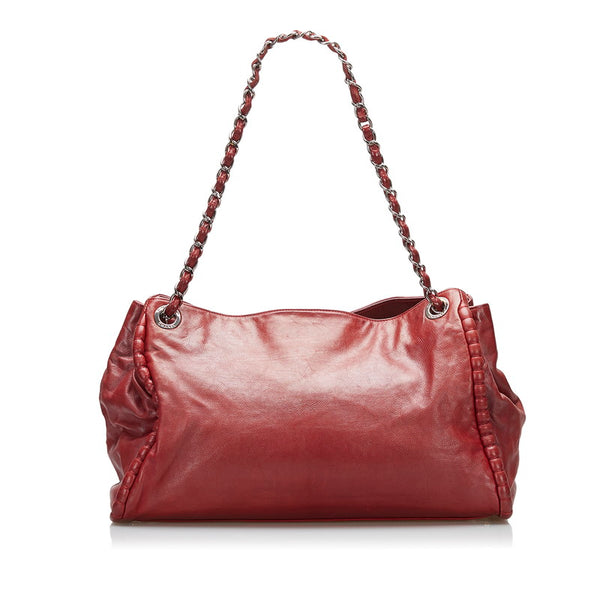 シャネル ココマーク チェーン ショルダーバッグ トートバッグ レッド レザー レディース CHANEL 【中古】