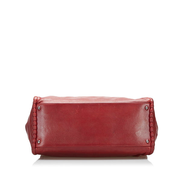 シャネル ココマーク チェーン ショルダーバッグ トートバッグ レッド レザー レディース CHANEL 【中古】