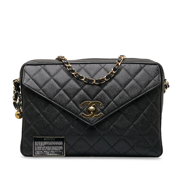 シャネル ココマーク チェーン ショルダーバッグ ブラック キャビアスキン レディース CHANEL 【中古】