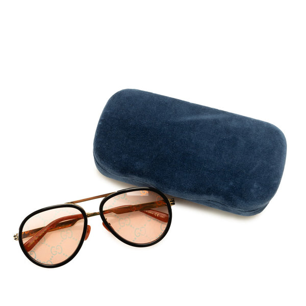 グッチ ティアドロップ型 サングラス GG0982S ブラック マルチカラー プラスチック レディース GUCCI 【中古】