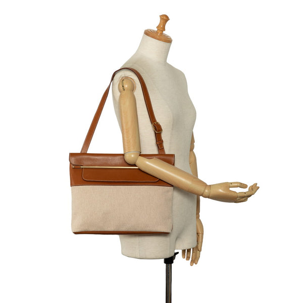 エルメス ワンショルダーバッグ ハンドバッグ ブラウン キャンバス レザー レディース HERMES 【中古】