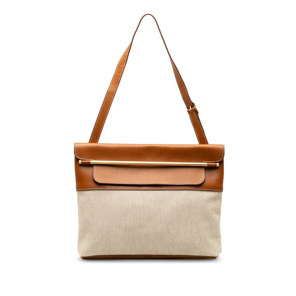 エルメス ワンショルダーバッグ ハンドバッグ ブラウン キャンバス レザー レディース HERMES 【中古】