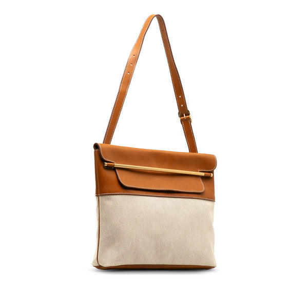 エルメス ワンショルダーバッグ ハンドバッグ ブラウン キャンバス レザー レディース HERMES 【中古】