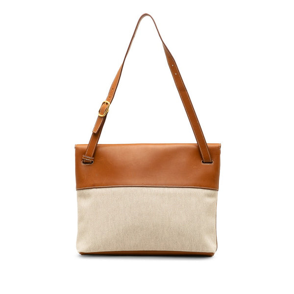 エルメス ワンショルダーバッグ ハンドバッグ ブラウン キャンバス レザー レディース HERMES 【中古】