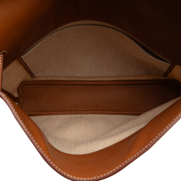 エルメス ワンショルダーバッグ ハンドバッグ ブラウン キャンバス レザー レディース HERMES 【中古】