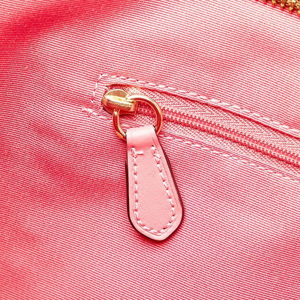 コーチ シグネチャー シティー トートバッグ F58292 ベージュ ピンク PVC レザー レディース COACH 【中古】