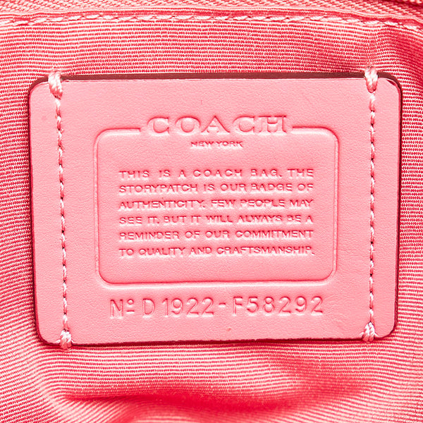 コーチ シグネチャー シティー トートバッグ F58292 ベージュ ピンク PVC レザー レディース COACH 【中古】