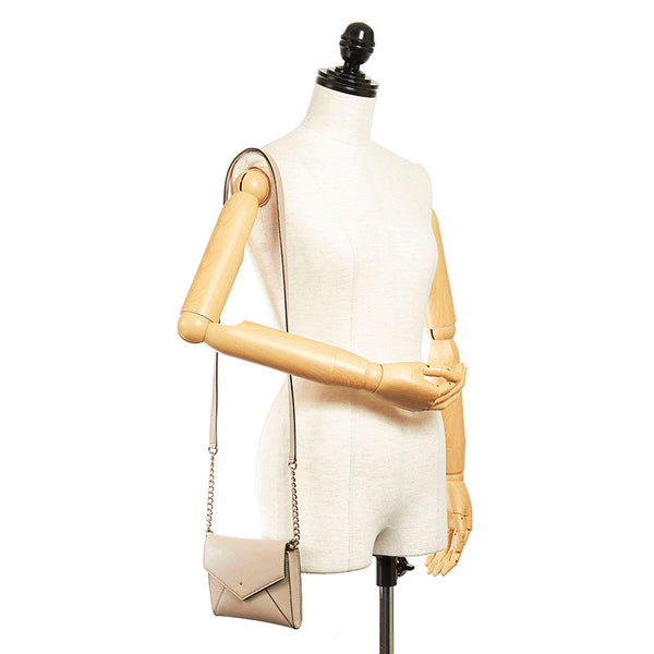 ケイトスペード チェーン ショルダーバッグ グレーベージュ レザー レディース Kate Spade 【中古】