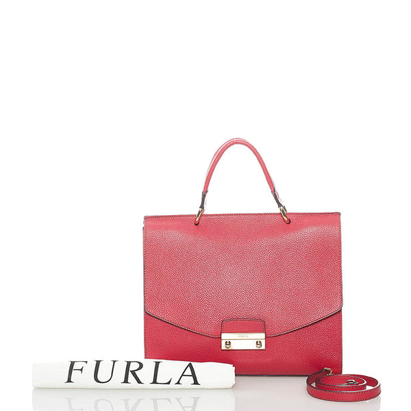 フルラ ハンドバッグ ショルダーバッグ 2WAY ピンクレッド レザー レディース Furla 【中古】