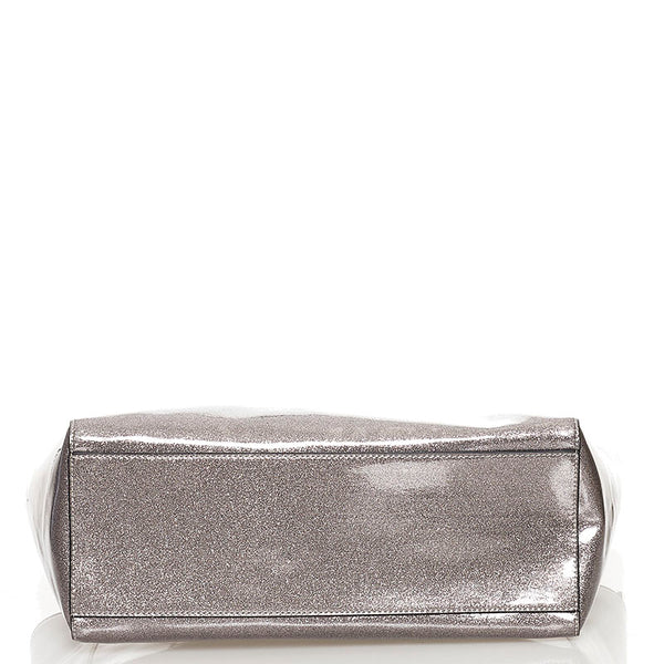 ケイトスペード リボン トートバッグ シルバー ラメ PVC レザー レディース Kate Spade 【中古】