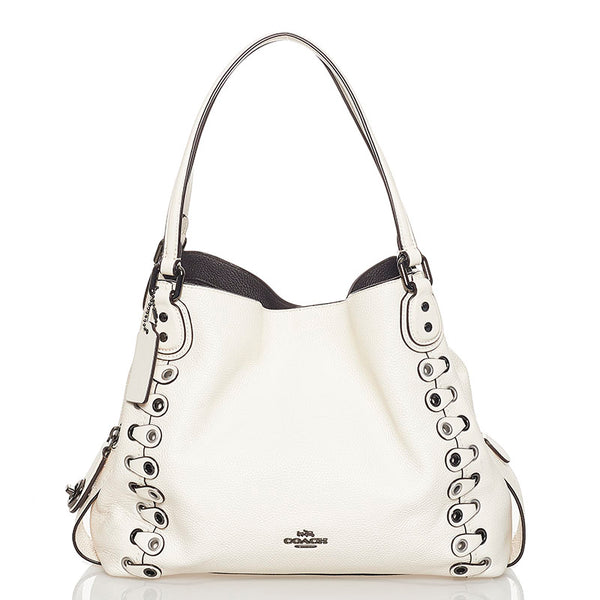 コーチ イーディー ショルダーバッグ31 ウィズ リンク ディテール ショルダーバッグ 21348 ホワイト レザー レディース COACH 【中古】