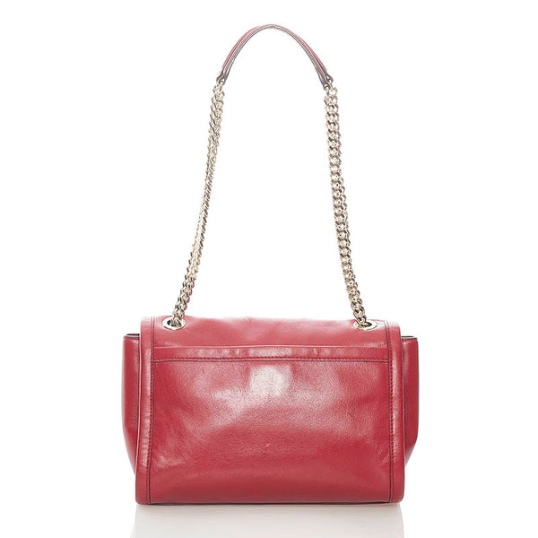 コーチ チェーン ショルダーバッグ レッド レザー レディース COACH 【中古】