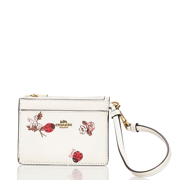 コーチ テントウムシ パスケース ホワイト レザー レディース COACH 【中古】