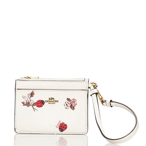 コーチ テントウムシ パスケース ホワイト レザー レディース COACH 【中古】