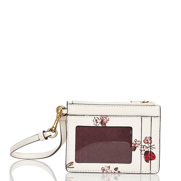 コーチ テントウムシ パスケース ホワイト レザー レディース COACH 【中古】