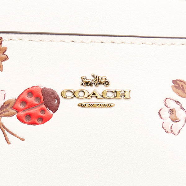 コーチ テントウムシ パスケース ホワイト レザー レディース COACH 【中古】