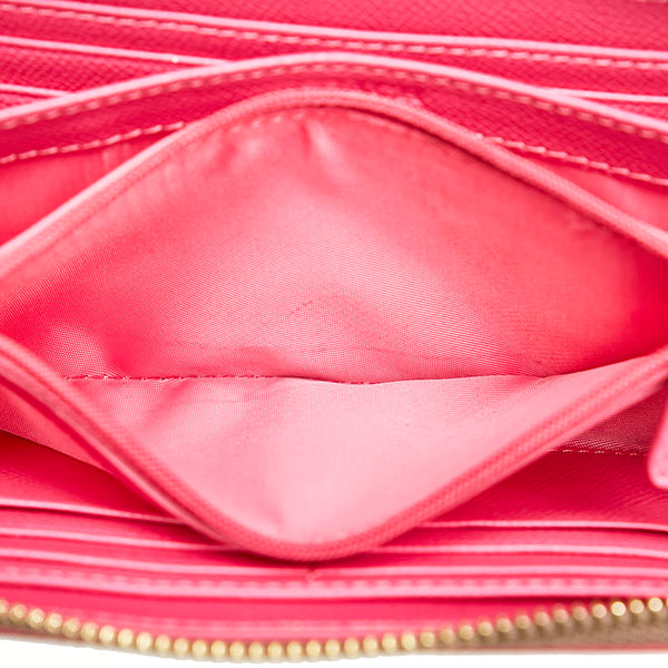 コーチ ラウンドファスナー 長財布 ブラウン ピンク PVC レザー レディース COACH 【中古】