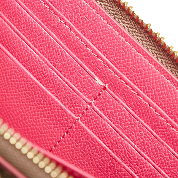 コーチ ラウンドファスナー 長財布 ブラウン ピンク PVC レザー レディース COACH 【中古】