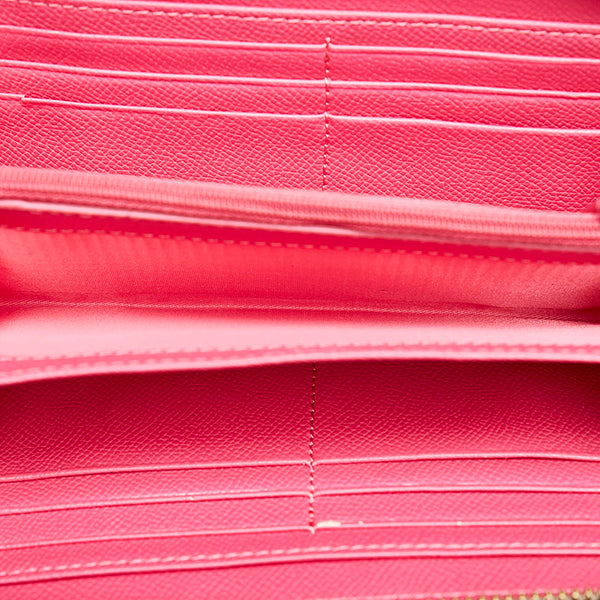 コーチ ラウンドファスナー 長財布 ブラウン ピンク PVC レザー レディース COACH 【中古】