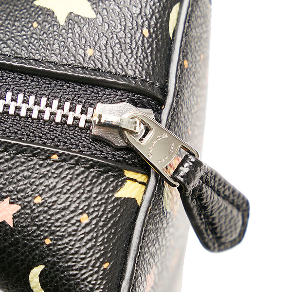 コーチ 宇宙柄 ポーチ F29409 ブラック レザー レディース COACH 【中古】